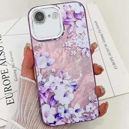 For iPhone 16e Electroplating Flowers Plants Texture TPU Phone Case(Azalea FL4) - iPhone 16e Cases by PMC Jewellery | Online Shopping South Africa | PMC Jewellery | Buy Now Pay Later Mobicred