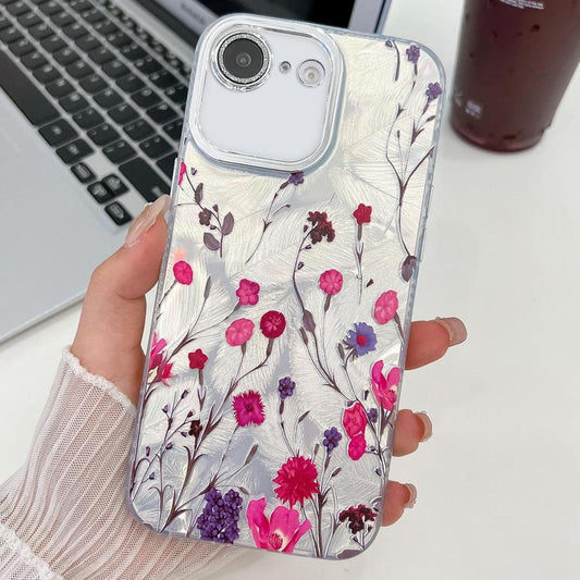 For iPhone 16e Electroplating Flowers Plants Texture TPU Phone Case(Carnation FL7) - iPhone 16e Cases by PMC Jewellery | Online Shopping South Africa | PMC Jewellery | Buy Now Pay Later Mobicred