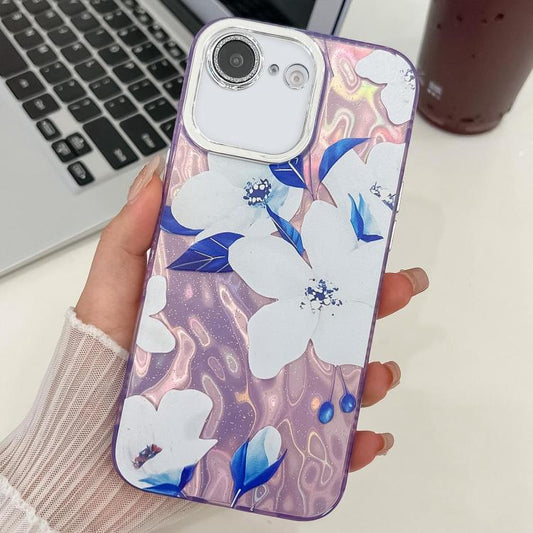 For iPhone 16e Electroplating Flowers Plants Texture TPU Phone Case(Bougainvillea FL8) - iPhone 16e Cases by PMC Jewellery | Online Shopping South Africa | PMC Jewellery | Buy Now Pay Later Mobicred