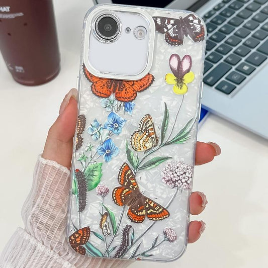 For iPhone 16e Electroplating Flowers Plants Texture TPU Phone Case(Butterfly Love Flower FL17) - iPhone 16e Cases by PMC Jewellery | Online Shopping South Africa | PMC Jewellery | Buy Now Pay Later Mobicred