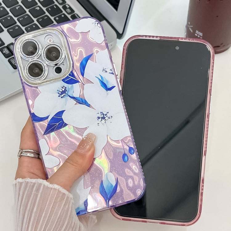 For iPhone 16e Electroplating Flowers Plants Texture TPU Phone Case(Sakura FL12) - iPhone 16e Cases by PMC TechLife | Online Shopping South Africa | PMC TechLife | Buy Now Pay Later Mobicred