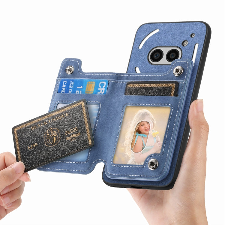 For Nothing Phone 2a Retro MagSafe Zipper Wallet Card Bag Back Phone Case(Blue) - More Brand by PMC TechLife | Online Shopping South Africa | PMC TechLife | Buy Now Pay Later Mobicred