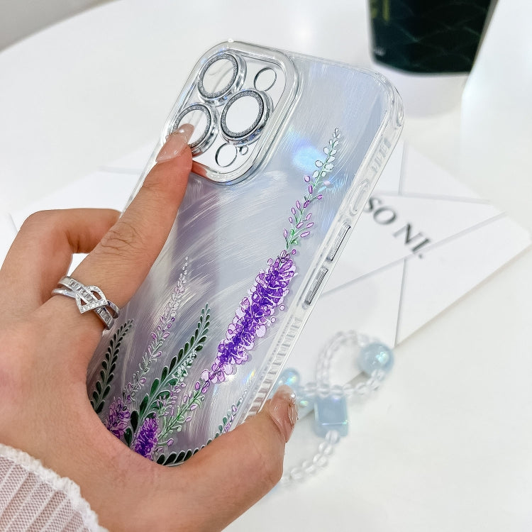 For iPhone 16e Electroplating Flowers Plants Texture Wristband TPU Phone Case(Bougainvillea FL8) - iPhone 16e Cases by PMC TechLife | Online Shopping South Africa | PMC TechLife | Buy Now Pay Later Mobicred