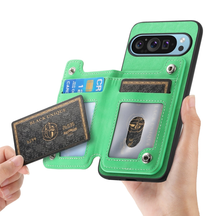 For Google Pixel 7a Retro MagSafe Zipper Wallet Card Bag Back Phone Case(Green) - Google Cases by PMC TechLife | Online Shopping South Africa | PMC TechLife | Buy Now Pay Later Mobicred