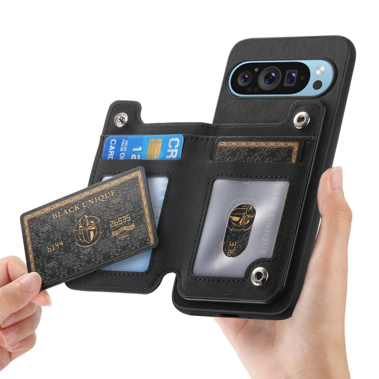 For Google Pixel 7a Retro MagSafe Zipper Wallet Card Bag Back Phone Case(Black) - Google Cases by PMC TechLife | Online Shopping South Africa | PMC TechLife | Buy Now Pay Later Mobicred