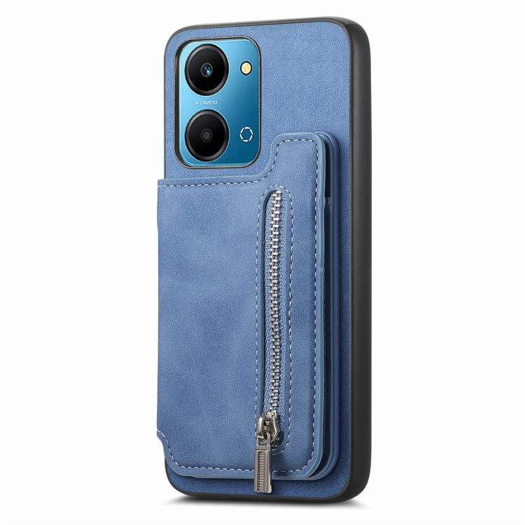 For Honor 100 Pro Retro MagSafe Zipper Wallet Card Bag Back Phone Case(Blue) - Honor Cases by PMC TechLife | Online Shopping South Africa | PMC TechLife | Buy Now Pay Later Mobicred