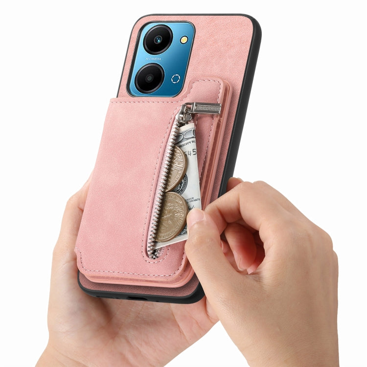 For Honor 100 Retro MagSafe Zipper Wallet Card Bag Back Phone Case(Pink) - free shipping - PMC TechLife - Order now!