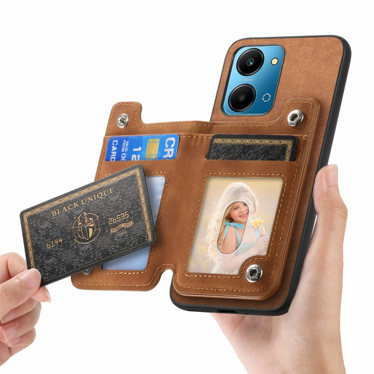 For Honor 100 Retro MagSafe Zipper Wallet Card Bag Back Phone Case(Brown) - Honor Cases by PMC TechLife | Online Shopping South Africa | PMC TechLife | Buy Now Pay Later Mobicred