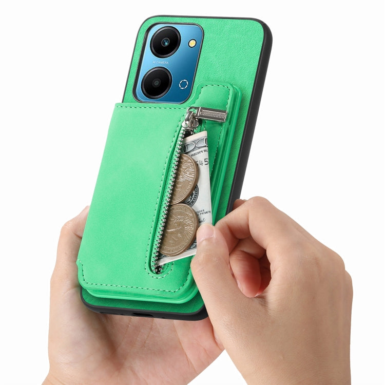 For Honor X50i+ Retro MagSafe Zipper Wallet Card Bag Back Phone Case(Green) - Honor Cases by PMC TechLife | Online Shopping South Africa | PMC TechLife | Buy Now Pay Later Mobicred