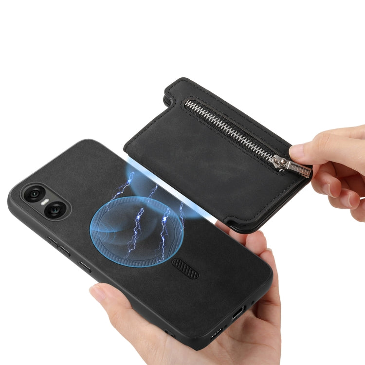 For Sony Xperia 1 VI Retro MagSafe Zipper Wallet Card Bag Back Phone Case(Black) - free shipping - PMC TechLife - Order now!