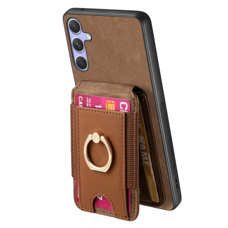 For Samsung Galaxy S25 5G Retro Splitable Magnetic Stand Card Bag Leather Phone Case(Brown) - Galaxy S25 5G Cases by PMC Jewellery | Online Shopping South Africa | PMC Jewellery | Buy Now Pay Later Mobicred