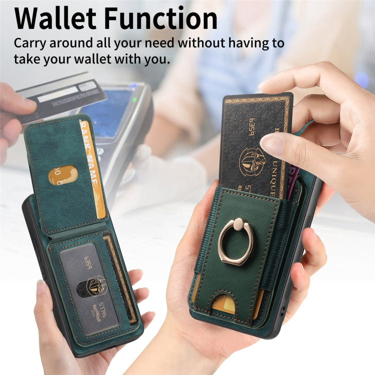 For Samsung Galaxy S25+ 5G Retro Splitable Magnetic Stand Card Bag Leather Phone Case(Green) - Galaxy S25+ 5G Cases by PMC Jewellery | Online Shopping South Africa | PMC Jewellery | Buy Now Pay Later Mobicred