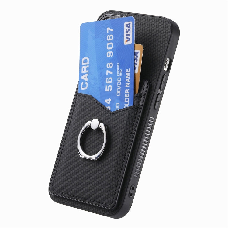For Samsung Galaxy S25+ 5G Carbon Fiber Card Wallet Ring Phone Case(Black) - free shipping - PMC Jewellery - Order now!