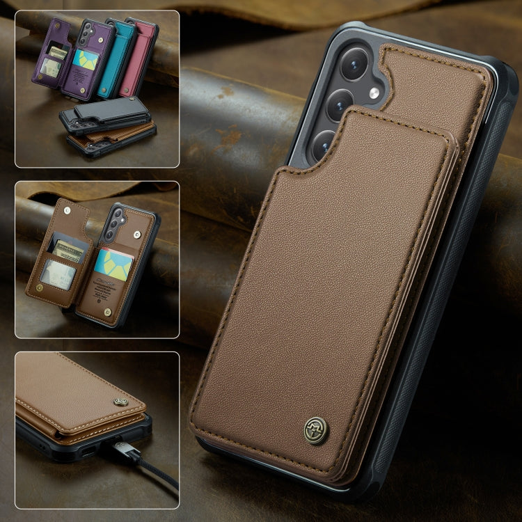 For Samsung Galaxy S25 5G CaseMe C22 Card Slots Holder RFID Anti-theft Phone Case(Brown) - Galaxy S25 5G Cases by CaseMe | Online Shopping South Africa | PMC Jewellery | Buy Now Pay Later Mobicred