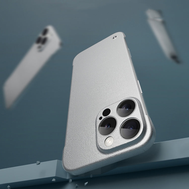 For iPhone 15 Frameless Litchi Texture PC Phone Case(Titanium Silver) - iPhone 15 Cases by PMc TechLife | Online Shopping South Africa | PMc TechLife | Buy Now Pay Later Mobicred