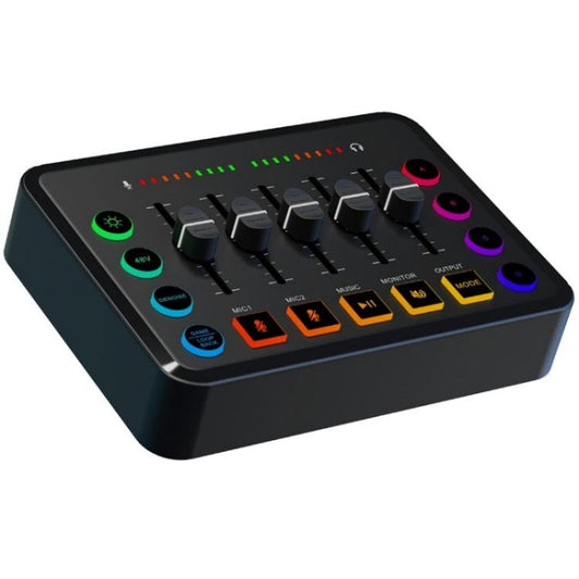 F9 48V Live Streaming Sound Card Audio Mixer Power Voice Changer with RGB Light(Black) - Live Sound Effects Processors by PMC Jewellery | Online Shopping South Africa | PMC Jewellery | Buy Now Pay Later Mobicred