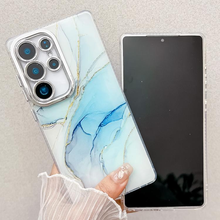For Samsung Galaxy S25+ 5G Electroplated Marble Texture Phone Case(Blue Purple M10) - Galaxy S25+ 5G Cases by PMC Jewellery | Online Shopping South Africa | PMC Jewellery | Buy Now Pay Later Mobicred
