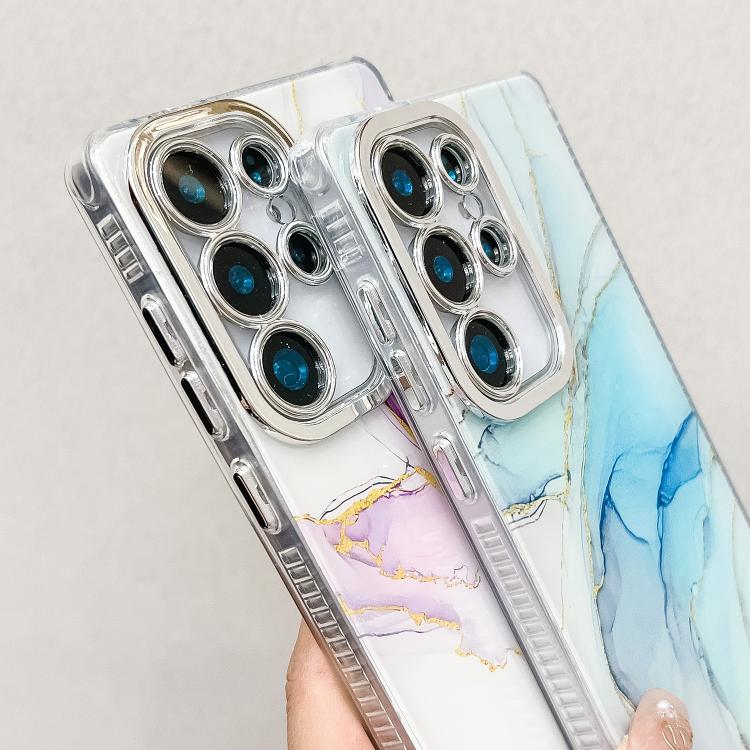 For Samsung Galaxy S25+ 5G Electroplated Marble Texture Phone Case(White M8) - Galaxy S25+ 5G Cases by PMC Jewellery | Online Shopping South Africa | PMC Jewellery | Buy Now Pay Later Mobicred