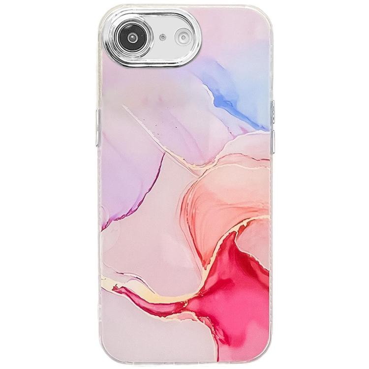 For iPhone 16e Electroplated Marble Texture Phone Case(Red M7) - iPhone 16e Cases by PMC TechLife | Online Shopping South Africa | PMC TechLife | Buy Now Pay Later Mobicred