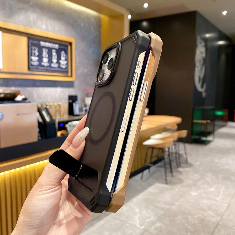 For iPhone 16 Plus Skin Feel Frameless MagSafe PC Phone Case with Fold Holder(Purple) - iPhone 16 Plus Cases by PMc TechLife | Online Shopping South Africa | PMc TechLife | Buy Now Pay Later Mobicred