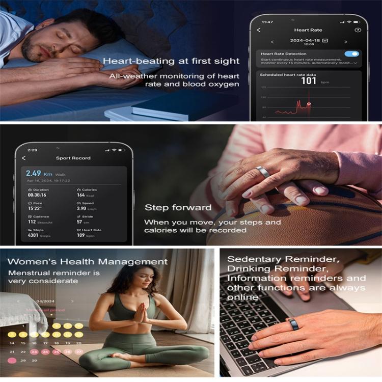 R10 SIZE 10 Smart Ring, Support Heart Rate / Blood Oxygen / Sleep / Multiple Sports Modes(Rose Gold) - free shipping - PMC TechLife - Order now!