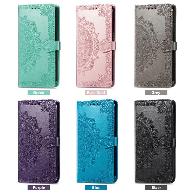 For iPhone 16e Mandala Flower Embossed Leather Phone Case(Blue) - iPhone 16e Cases by PMC TechLife | Online Shopping South Africa | PMC TechLife | Buy Now Pay Later Mobicred
