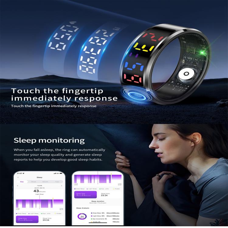 R12 SIZE 8 Smart Ring, Support Heart Rate / Blood Oxygen / Sleep / Multiple Sports Modes(Gold) - free shipping - PMC TechLife - Order now!