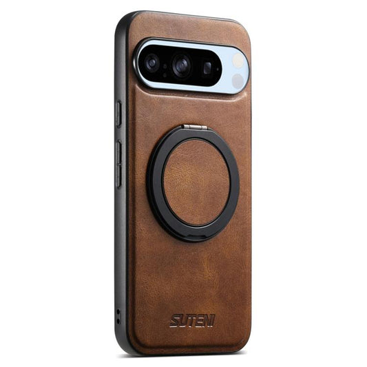 For Google Pixel 8 Pro Suteni G3 Suteni G3 Oil Wax 360 Rotation Holder MagSafe Back Phone Case(Brown) - Google Cases by Suteni | Online Shopping South Africa | PMC Jewellery | Buy Now Pay Later Mobicred