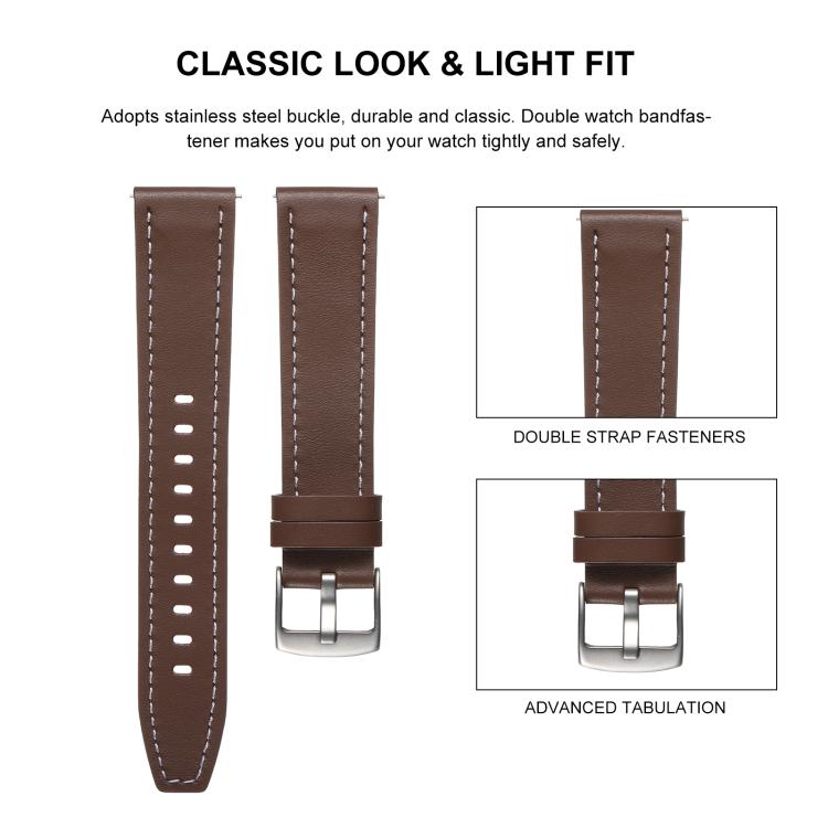 18mm Push Button Silver Steel Buckle Genuine Leather Watch Band(Light Pink) - free shipping - PMC TechLife - Order now!