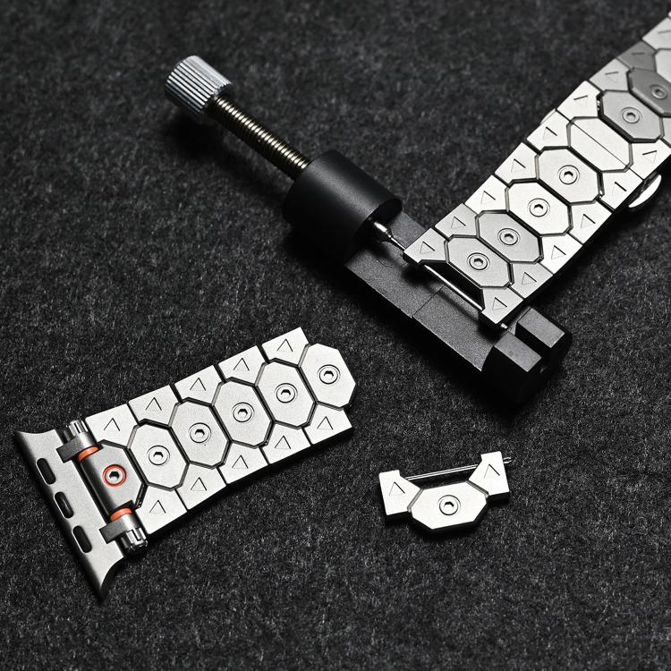 For Apple Watch 46mm / 49mm / 45mm / 44mm Octagonal Stainless Steel  Watch(Silver Inter Orange) - free shipping - PMC TechLife - Order now!