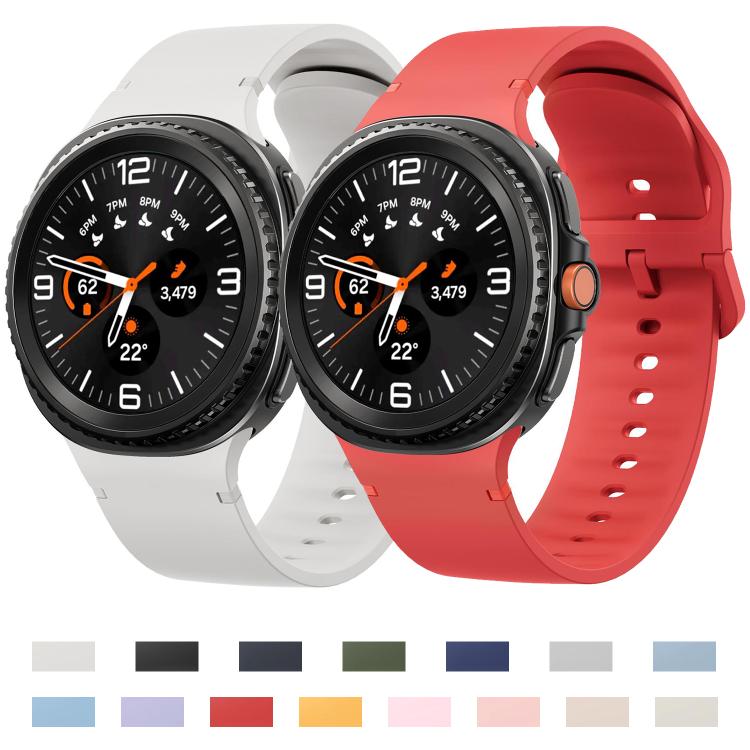 For Samsung Galaxy Watch8 / Watch8 Classic Solid Color Stitched Silicone Watch Band, Size:M(Lime White) - free shipping - PMC TechLife - Order now!