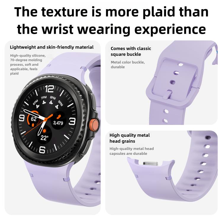 For Samsung Galaxy Watch8 / Watch8 Classic Solid Color Stitched Silicone Watch Band, Size:M(Light Blue) - free shipping - PMC TechLife - Order now!