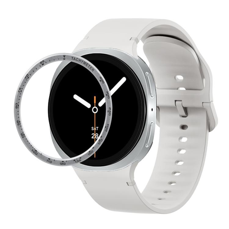 For Samsung Galaxy Watch8 44mm Speed Bezel and Solid Color Stitched Silicone Watch Band(Lime White Silver) - free shipping - PMC TechLife - Order now!