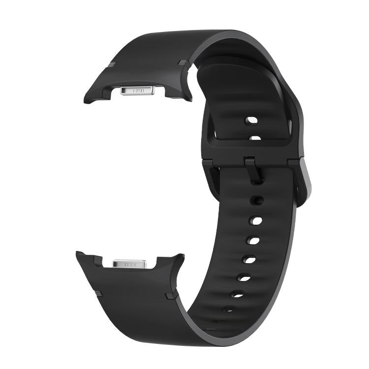 For Samsung Galaxy Watch8 44mm Speed Bezel and Solid Color Stitched Silicone Watch Band(Black Silver) - free shipping - PMC TechLife - Order now!