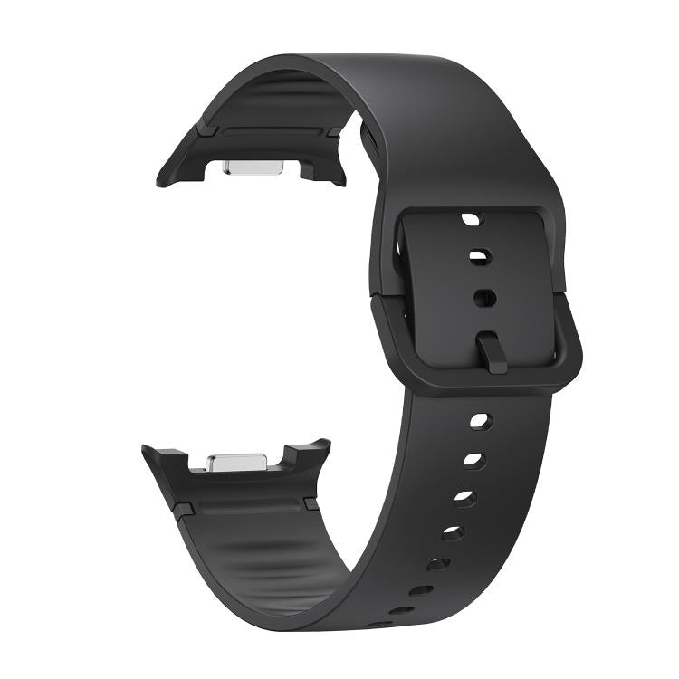 For Samsung Galaxy Watch8 44mm Speed Bezel and Solid Color Stitched Silicone Watch Band(Black Silver) - free shipping - PMC TechLife - Order now!