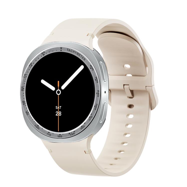 For Samsung Galaxy Watch8 40mm Speed Bezel and Solid Color Stitched Silicone Watch Band(Starlight Silver) - free shipping - PMC TechLife - Order now!