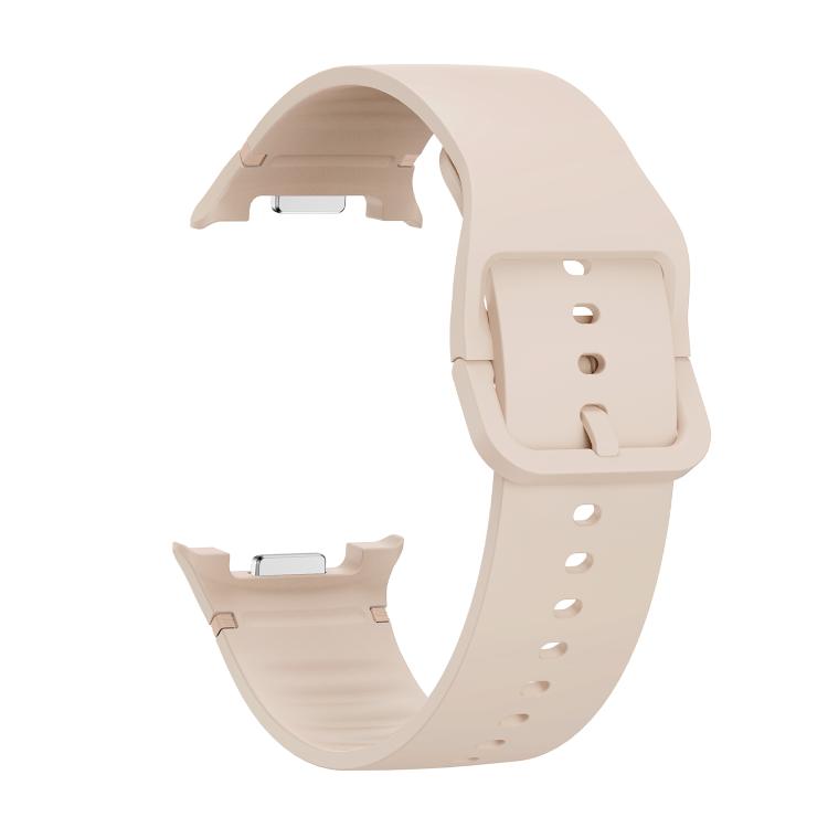 For Samsung Galaxy Watch8 44mm Diamond Bezel and Solid Color Stitched Silicone Watch Band(Starlight Silver) - free shipping - PMC TechLife - Order now!