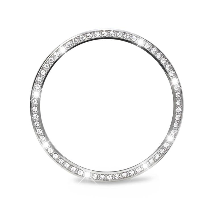 For Samsung Galaxy Watch8 40mm Diamond Bezel and Solid Color Stitched Silicone Watch Band(Gray Silver) - free shipping - PMC TechLife - Order now!