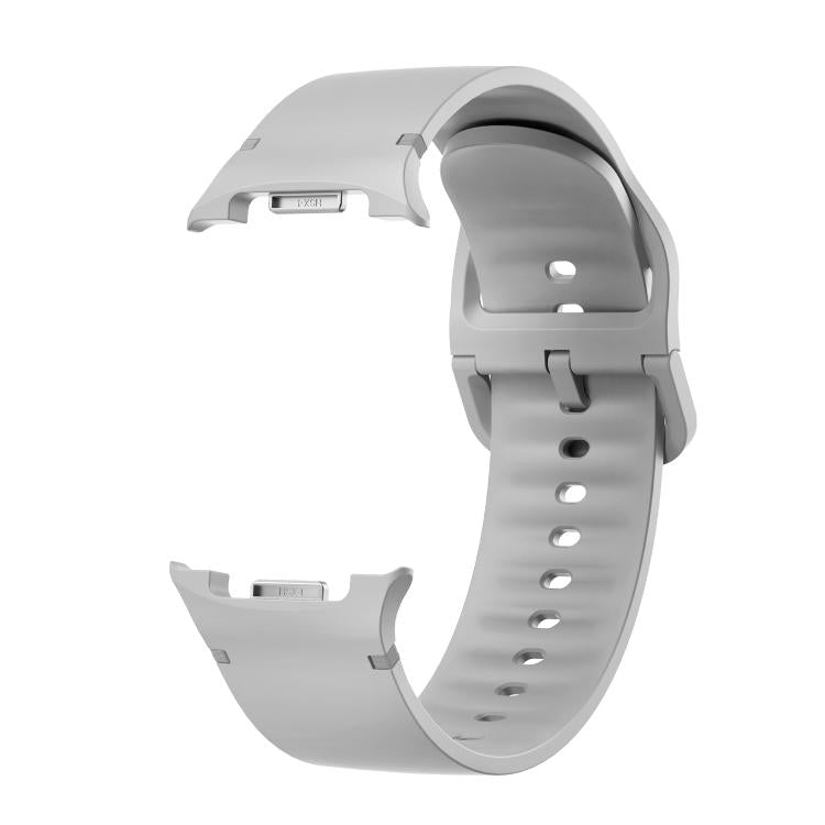 For Samsung Galaxy Watch8 40mm Diamond Bezel and Solid Color Stitched Silicone Watch Band(Gray Silver) - free shipping - PMC TechLife - Order now!