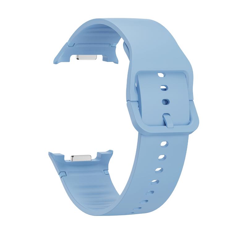 For Samsung Galaxy Watch8 44mm Rhombic Texture Bezel and Solid Color Stitched Silicone Watch Band(Light Blue Silver) - free shipping - PMC TechLife - Order now!