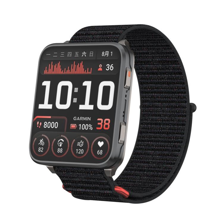 For Garmin Venu X1 Two Section Metal Ring Nylon Hook and Loop Fastener Watch Band(Black Veil) - free shipping - PMC TechLife - Order now!