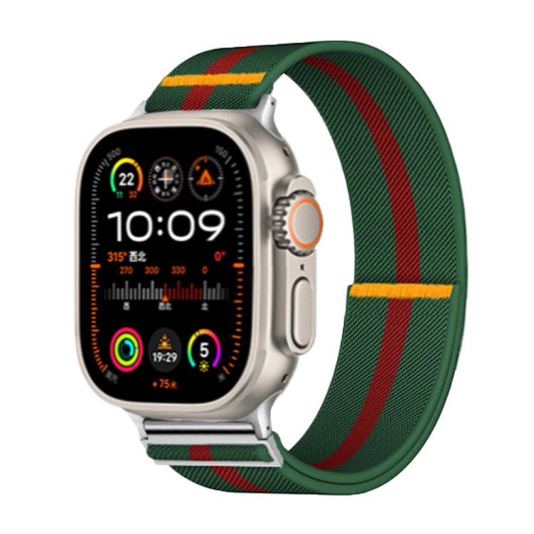 For Apple Watch 46mm / 49mm / 45mm / 44mm Adjustable Single Loop Elastic Nylon Watch Band(Green with Red) - free shipping - PMC TechLife - Order now!