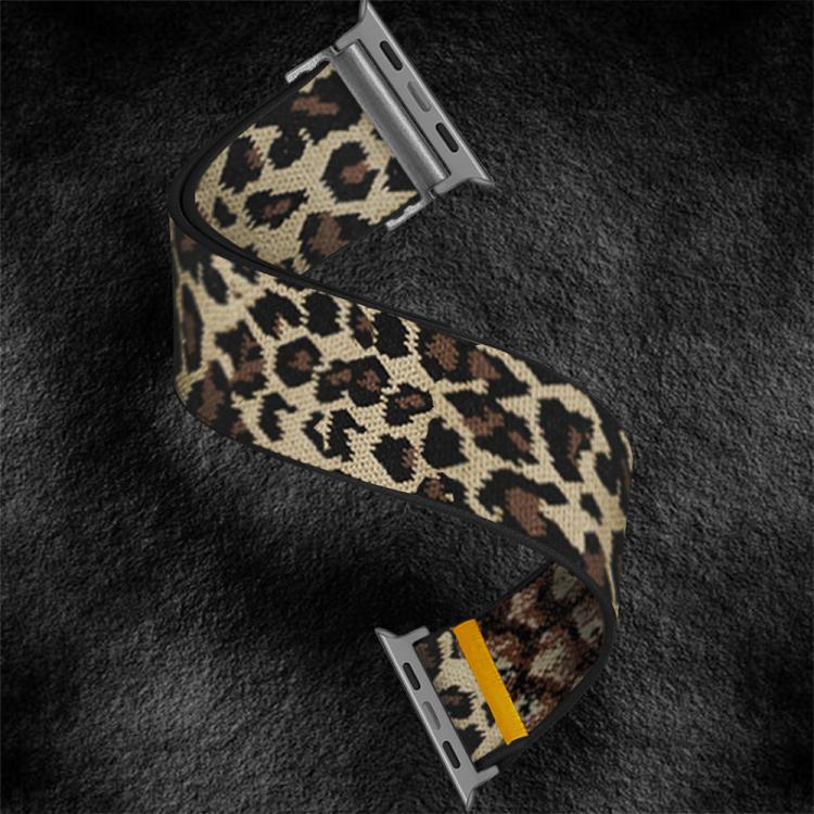 For Apple Watch 46mm / 49mm / 45mm / 44mm Adjustable Single Loop Elastic Nylon Watch Band(Leopard Print) - free shipping - PMC TechLife - Order now!