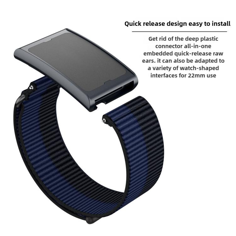 For Amazfit Helio Strap Metal Ring Two Sections Nylon Hook and Loop Fastener Watch Band(Indigo) - free shipping - PMC TechLife - Order now!
