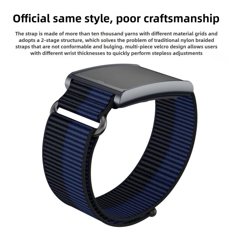 For Amazfit Helio Strap Metal Ring Two Sections Nylon Hook and Loop Fastener Watch Band(Indigo) - free shipping - PMC TechLife - Order now!