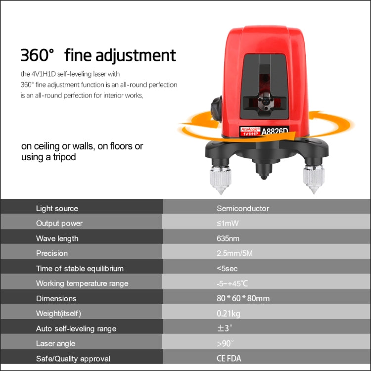 A8826D Laser Level 3D Self Leveling 2 Line Lasers Horizontal Vertical Lasers Level 360 Tripod Mini Laser Levels - Other Tester Tool by PMC Jewellery | Online Shopping South Africa | PMC Jewellery | Buy Now Pay Later Mobicred