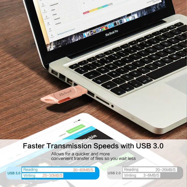 Richwell DXZ65 USB Flash Disk 32G 3 in 1 Micro USB + 8 Pin + USB 3.0 Compatible IPhone & IOS(Black) - free shipping - PMC Jewellery - Order now!