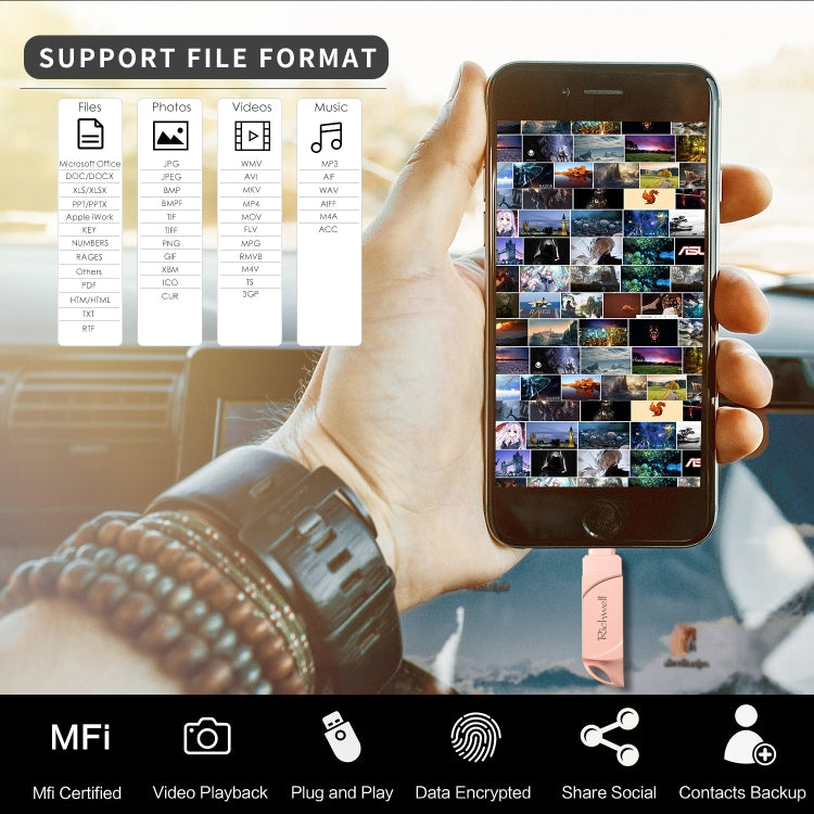 Richwell DXZ66 USB Flash Disk 16G 3 in 1 Micro USB + 8 Pin + USB 3.0 Compatible IPhone & IOS(Rose Gold) - U Disk & Card Reader by Richwell | Online Shopping South Africa | PMC Jewellery | Buy Now Pay Later Mobicred