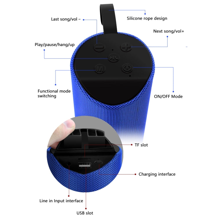 T&G TG113 Portable Bluetooth Speakers Waterproof Stereo Outdoor Loudspeaker MP3 Bass Sound Box with FM Radio(Blue) - Desktop Speaker by T&G | Online Shopping South Africa | PMC Jewellery | Buy Now Pay Later Mobicred