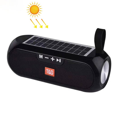 T&G TG182 Portable Column Wireless Stereo Music Box Solar Power waterproof USB AUX FM radio super bass(Black) - Desktop Speaker by T&G | Online Shopping South Africa | PMC Jewellery | Buy Now Pay Later Mobicred